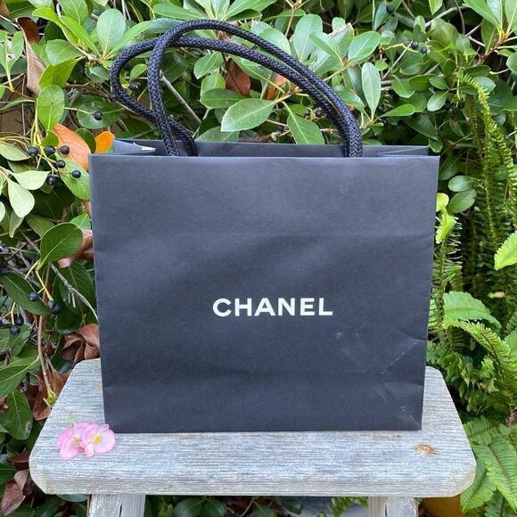 Chanel Black Paper Shopping/Gift Bag. 7.5" long x 8.5" x 3.5" deep. VGUC! - Picture 3 of 4